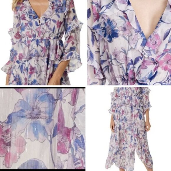 ✨ MISA Los Angeles Ruffle Floral Chiffon Dress - XS - Picture 2 of 16
